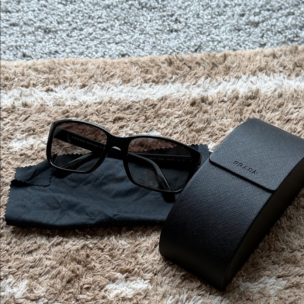Men Prada  Black Eyeglasses with Case